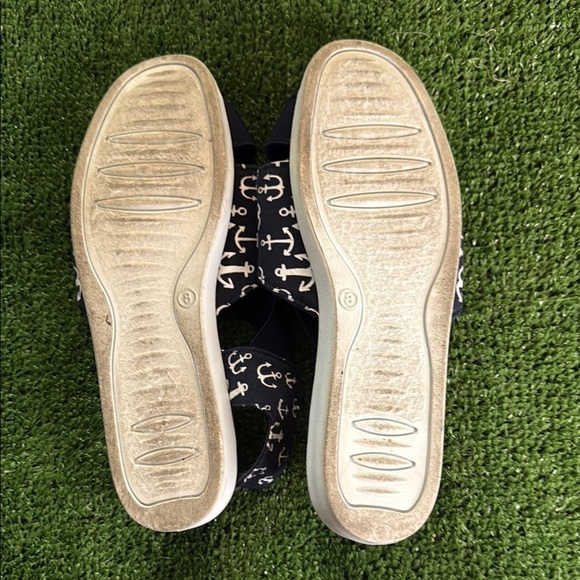 Coral Bay Navy Anchor Print Women's Sandals, Stretchy Slip On , Navy Size 8 - Picture 8 of 9